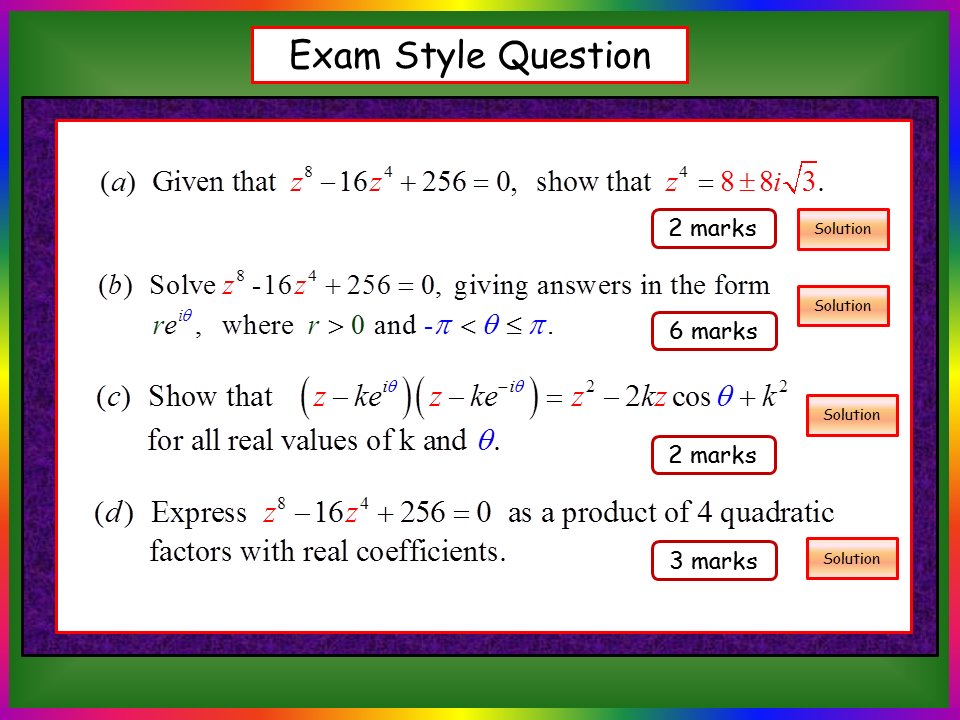De Moivre's Theorem and Applications 2